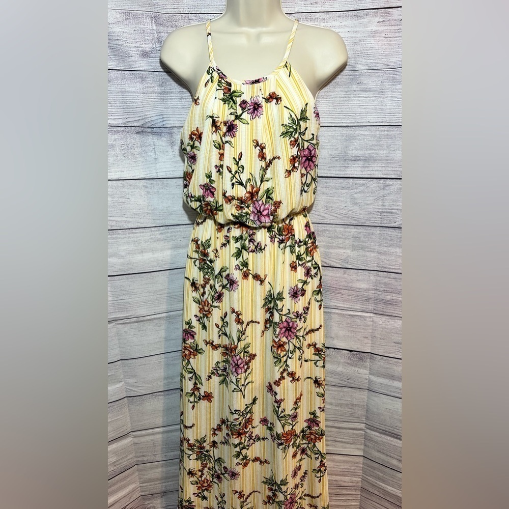 Scobe Floral Maxi Dress Yellow Size Small